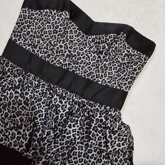 Betsey Johnson ✦ Strapless Leopard Peplum Dress ✦ Black Silk Blend Size 6 NWOT - Picture 10 of 16